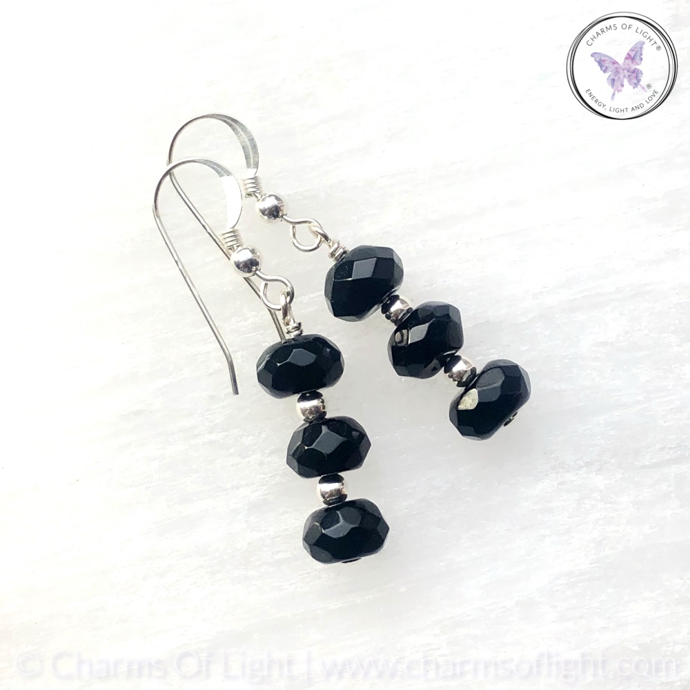 Black Onyx Facet Bead Earrings