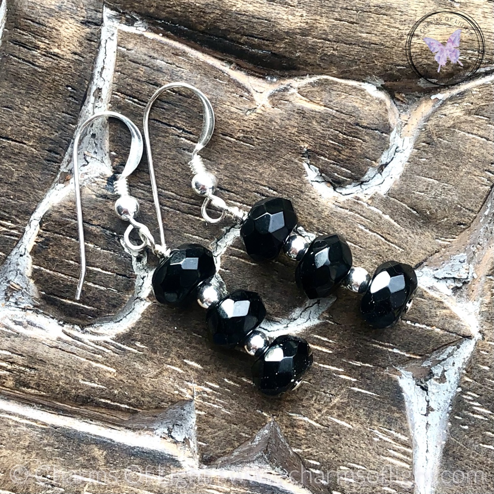 Black Onyx Facet Bead Earrings