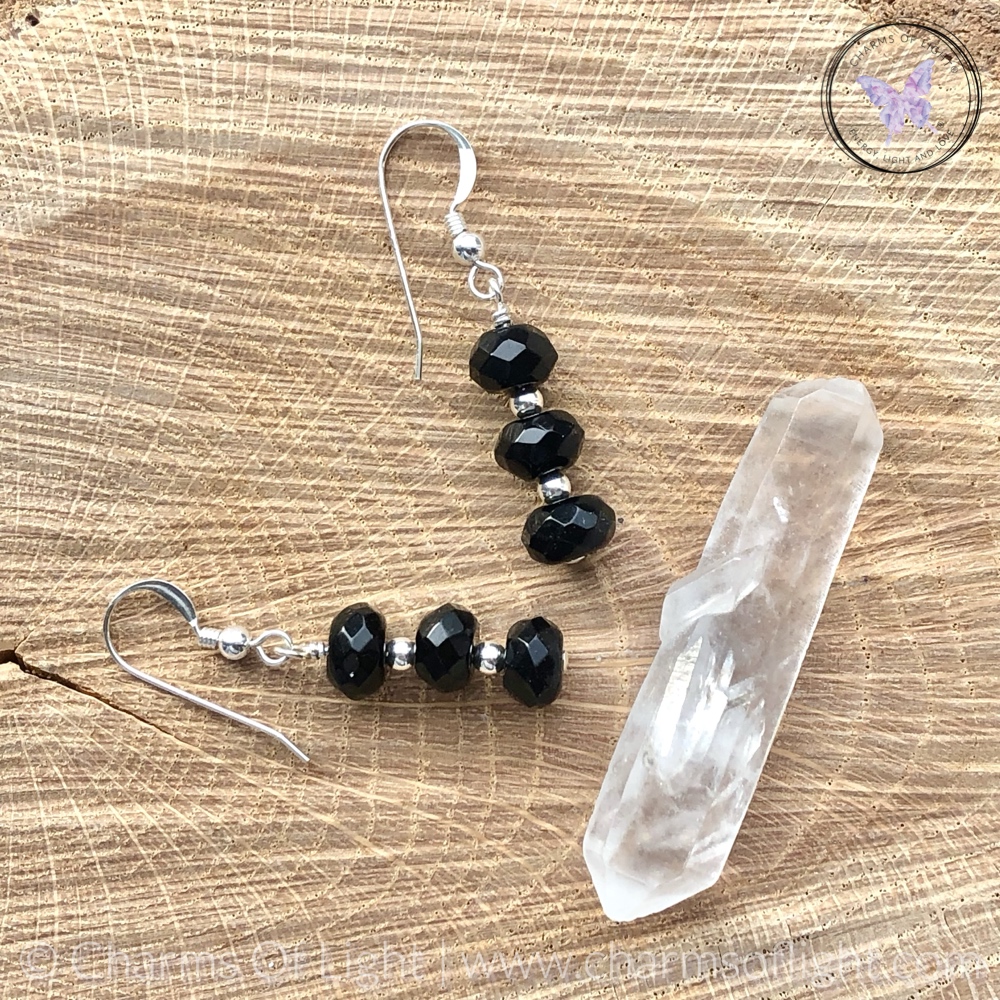 Black Onyx Facet Bead Earrings