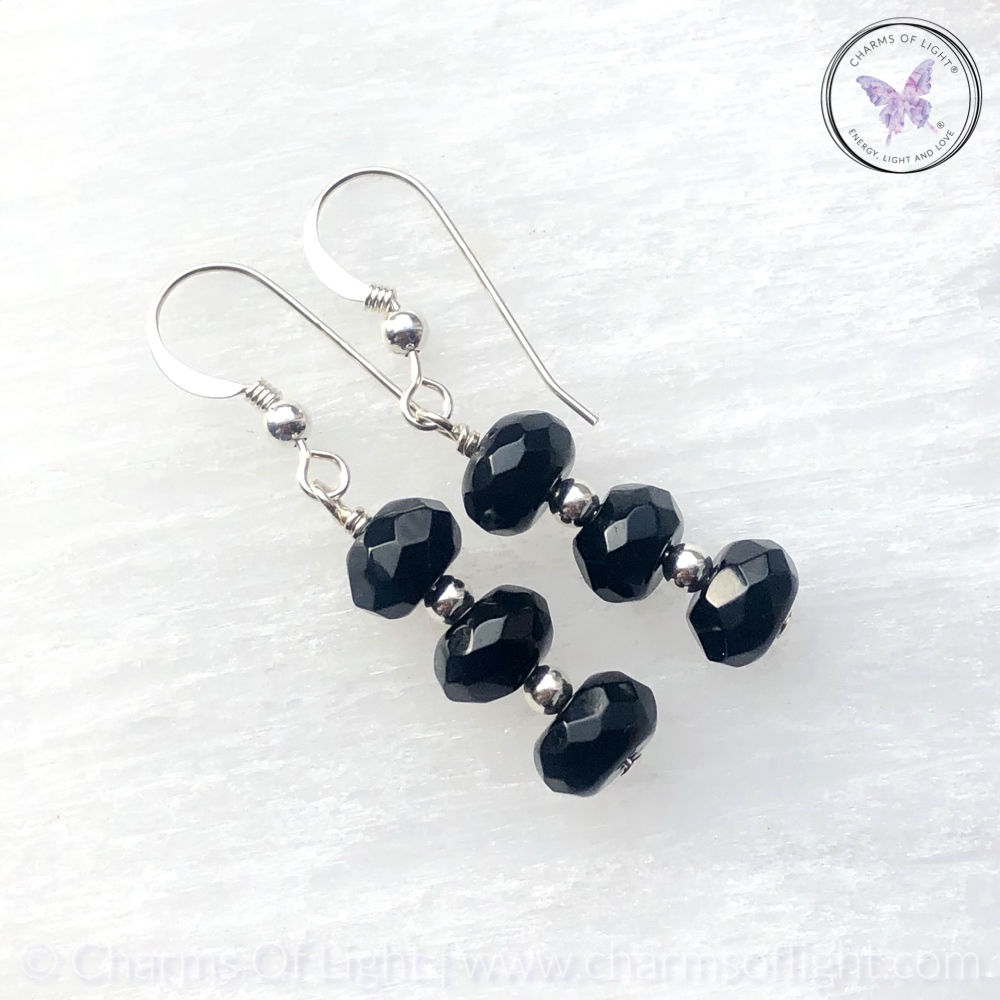 Black Onyx Facet Bead Earrings