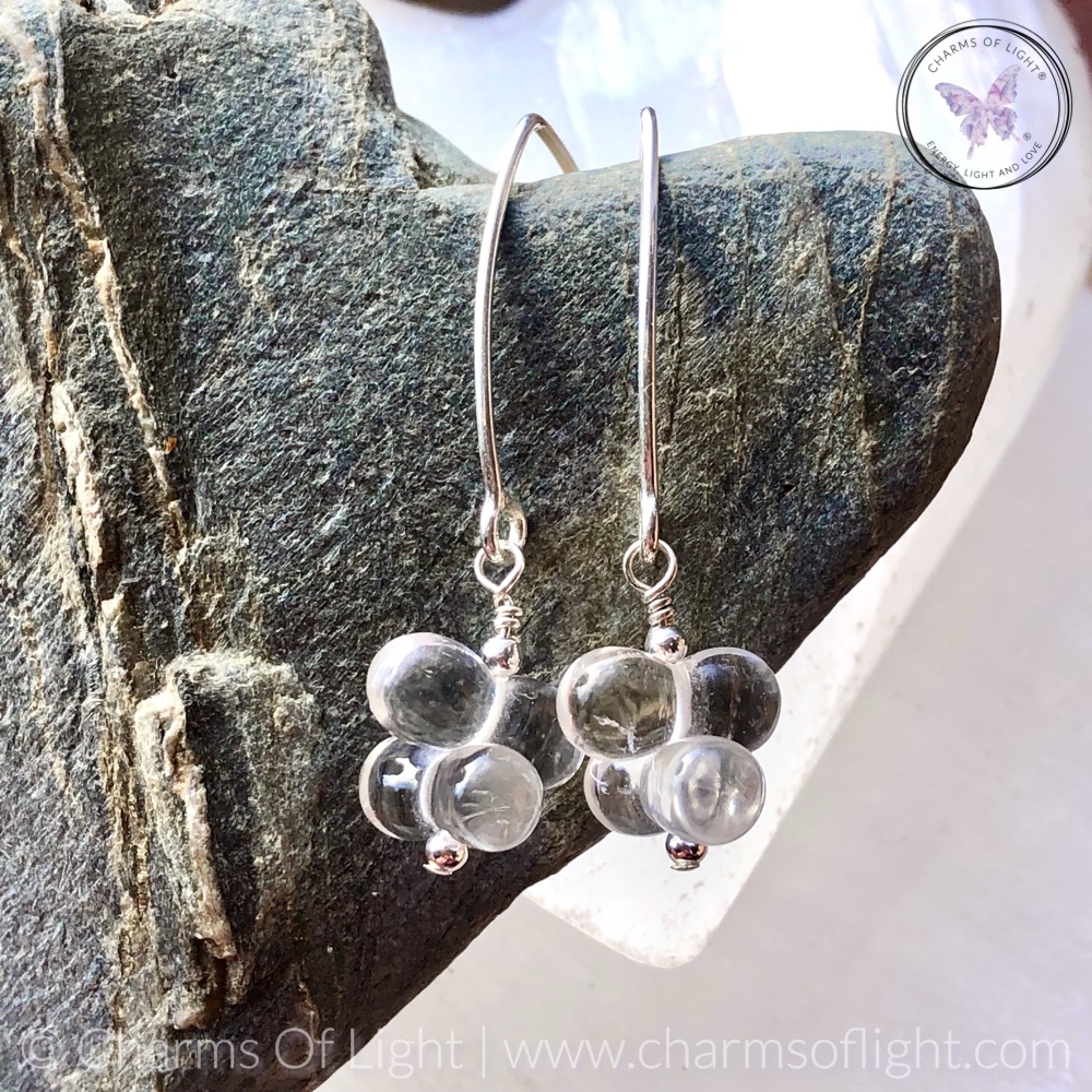 Clear Quartz Bubble Drop Earrings