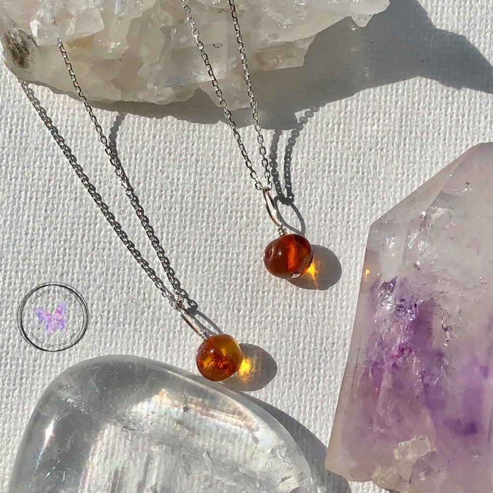 Dark Baltic Amber Nugget Pendant Necklace