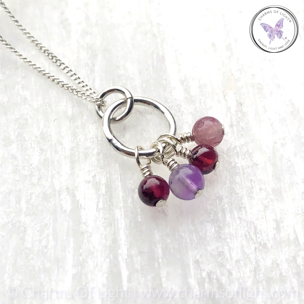 Family Birthstone Charm Necklace