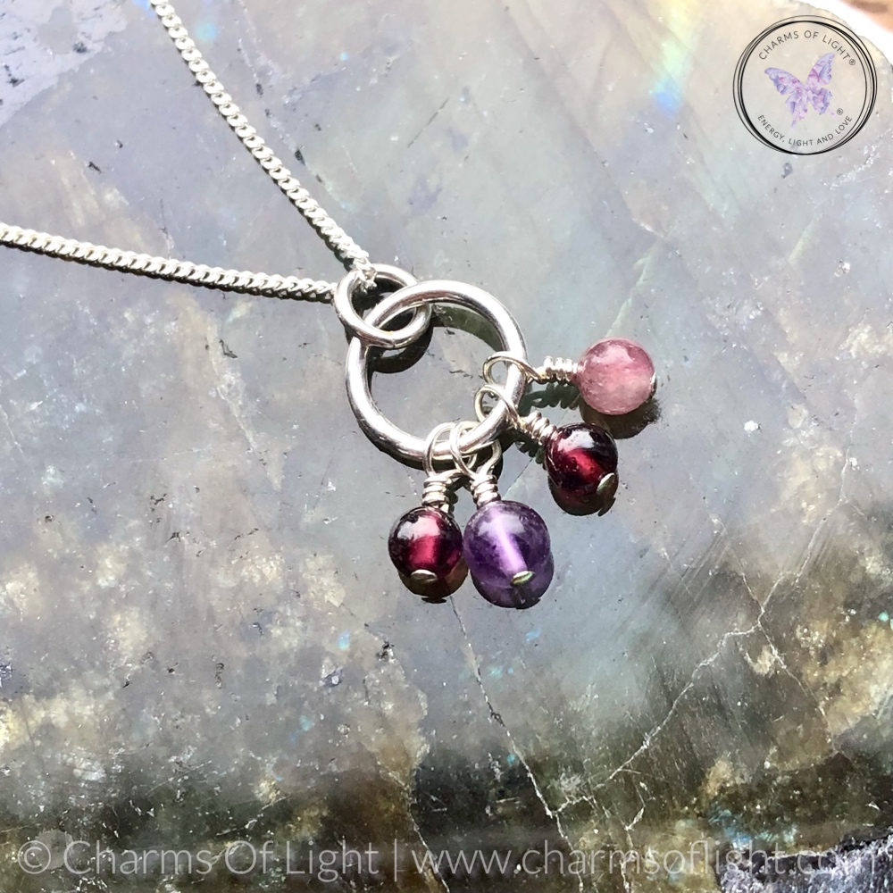 Family Birthstone Charm Necklace