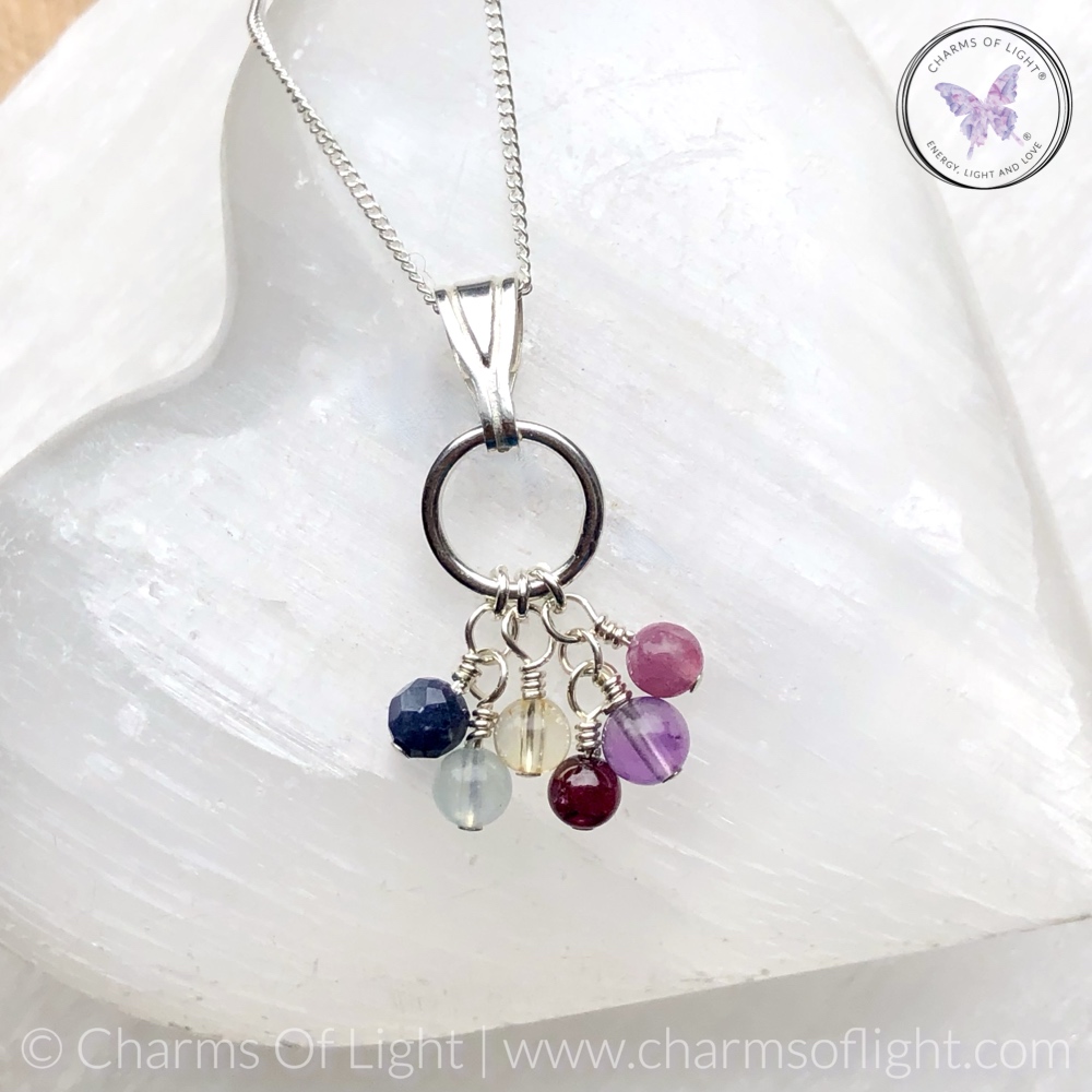 Family Birthstone Cluster Charm Necklace