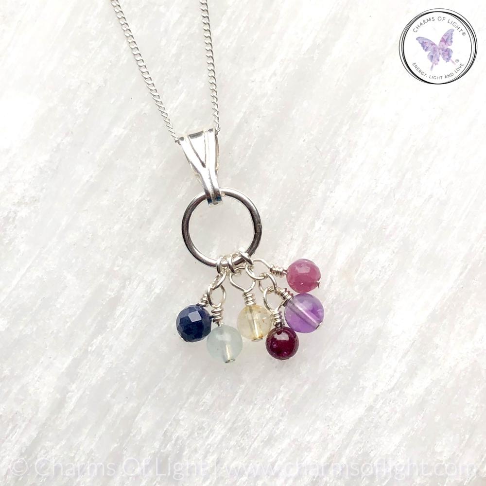 Family Birthstone Cluster Charm Necklace