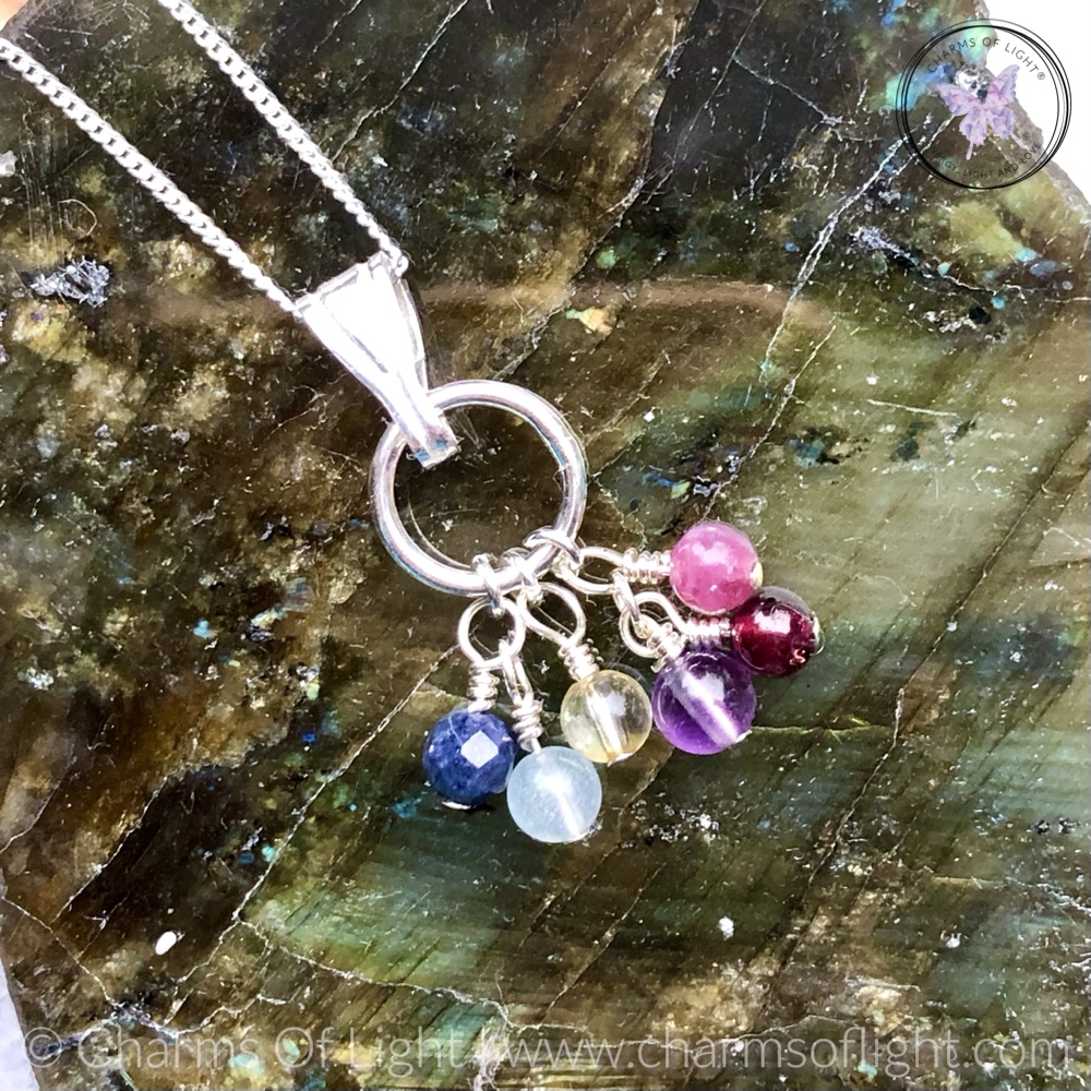 Family Birthstone Cluster Charm Necklace