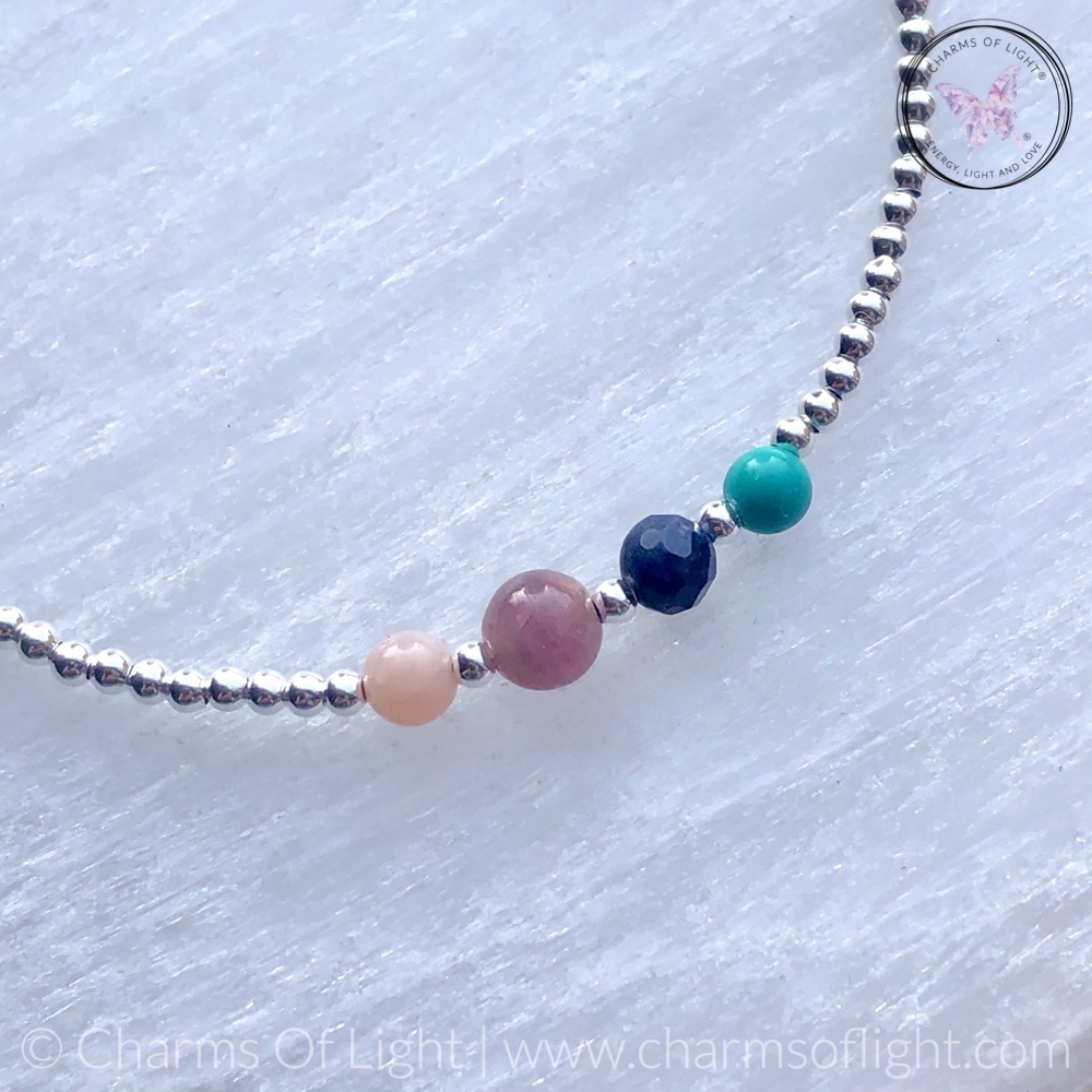 Silver Bead Birthstone Bracelet