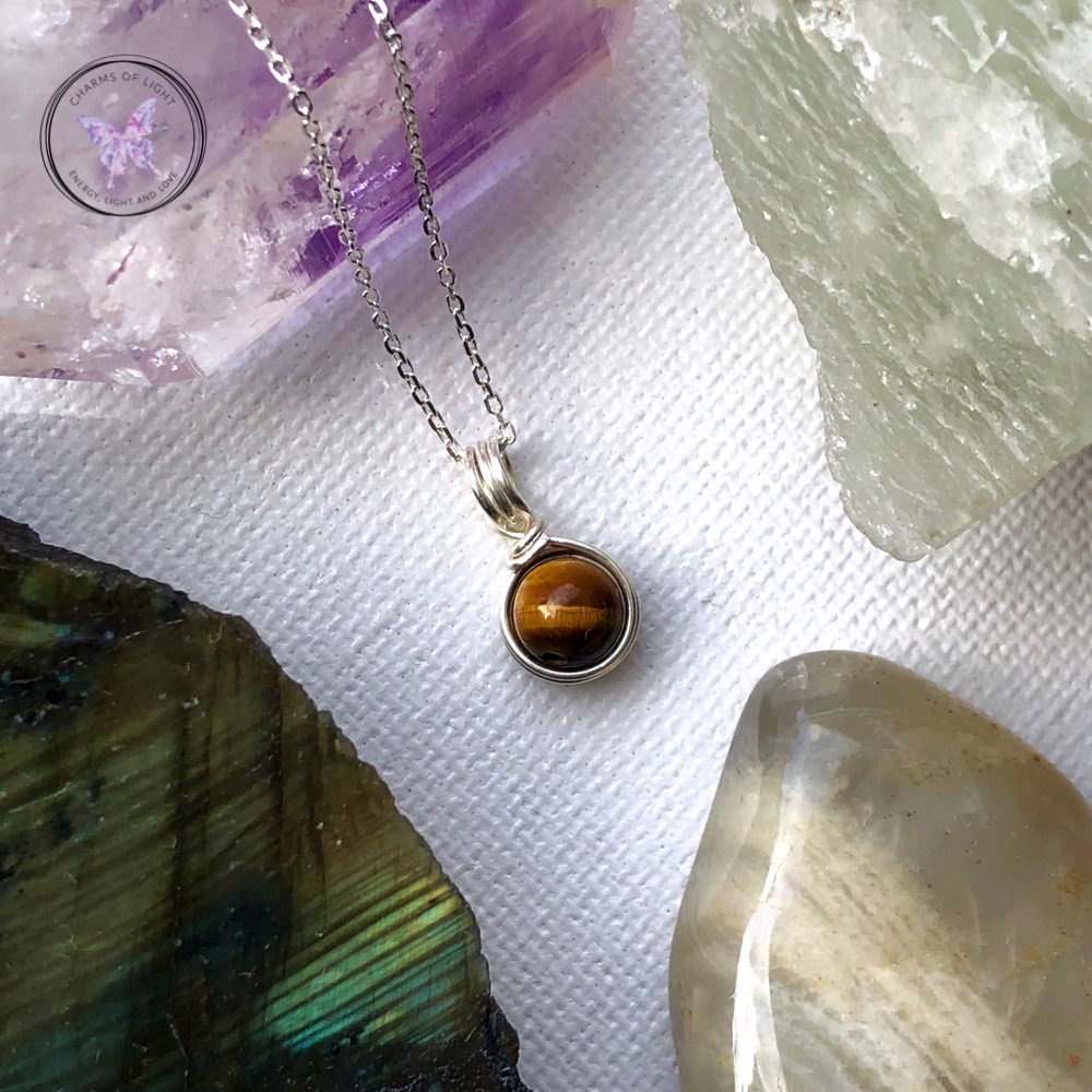 Golden Tiger Eye Sterling Silver Wire Wrapped Pendant