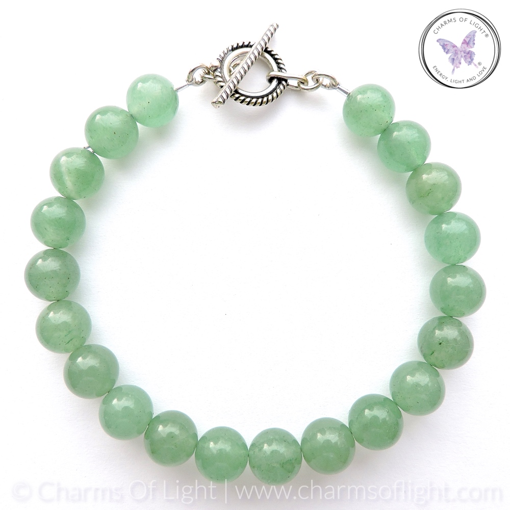 Green Aventurine Healing Bracelet With Silver Toggle Clasp