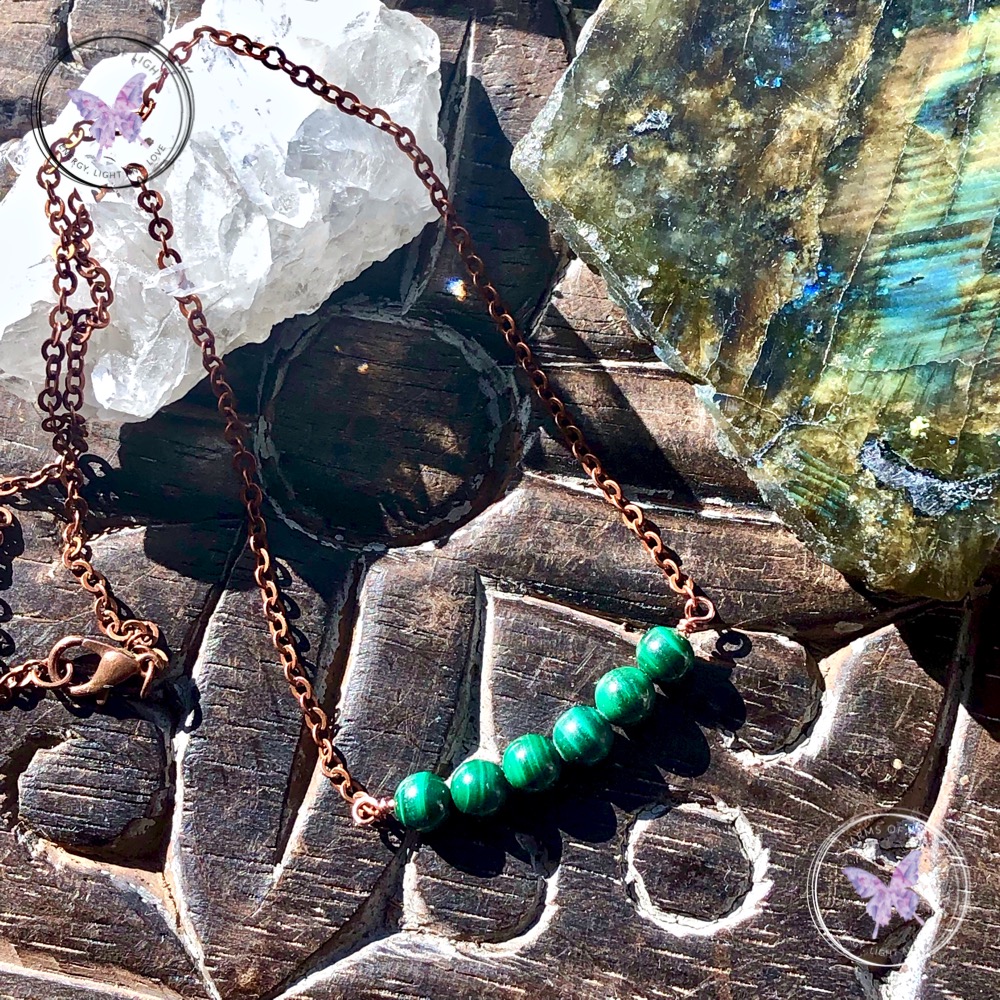 Malachite Copper Healing Bar Necklace