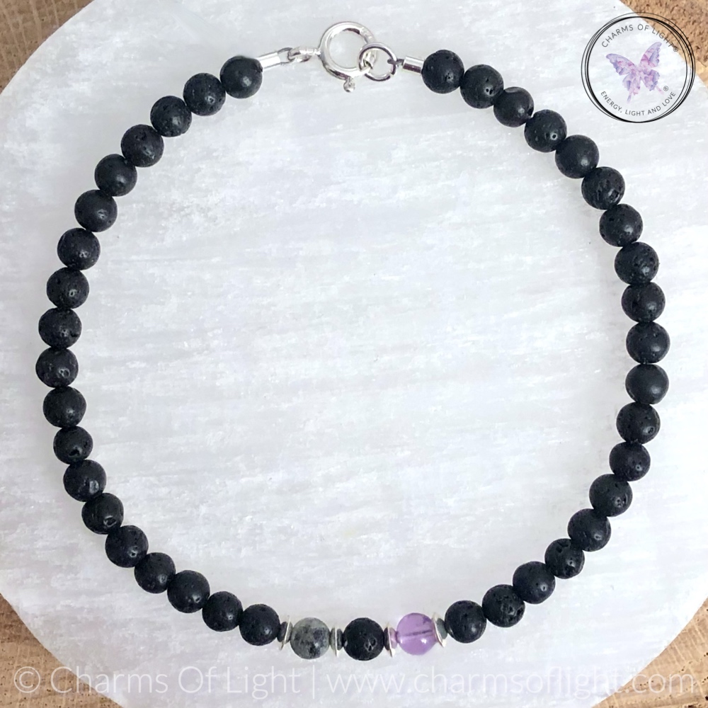 Mens Lava Stone Birthstone Bracelet