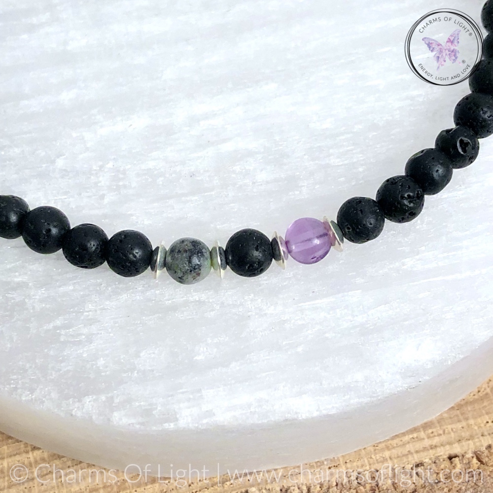 Mens Lava Stone Birthstone Bracelet