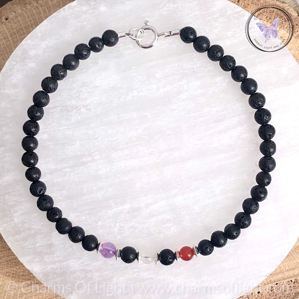 Mens Lava Stone Birthstone Bracelet