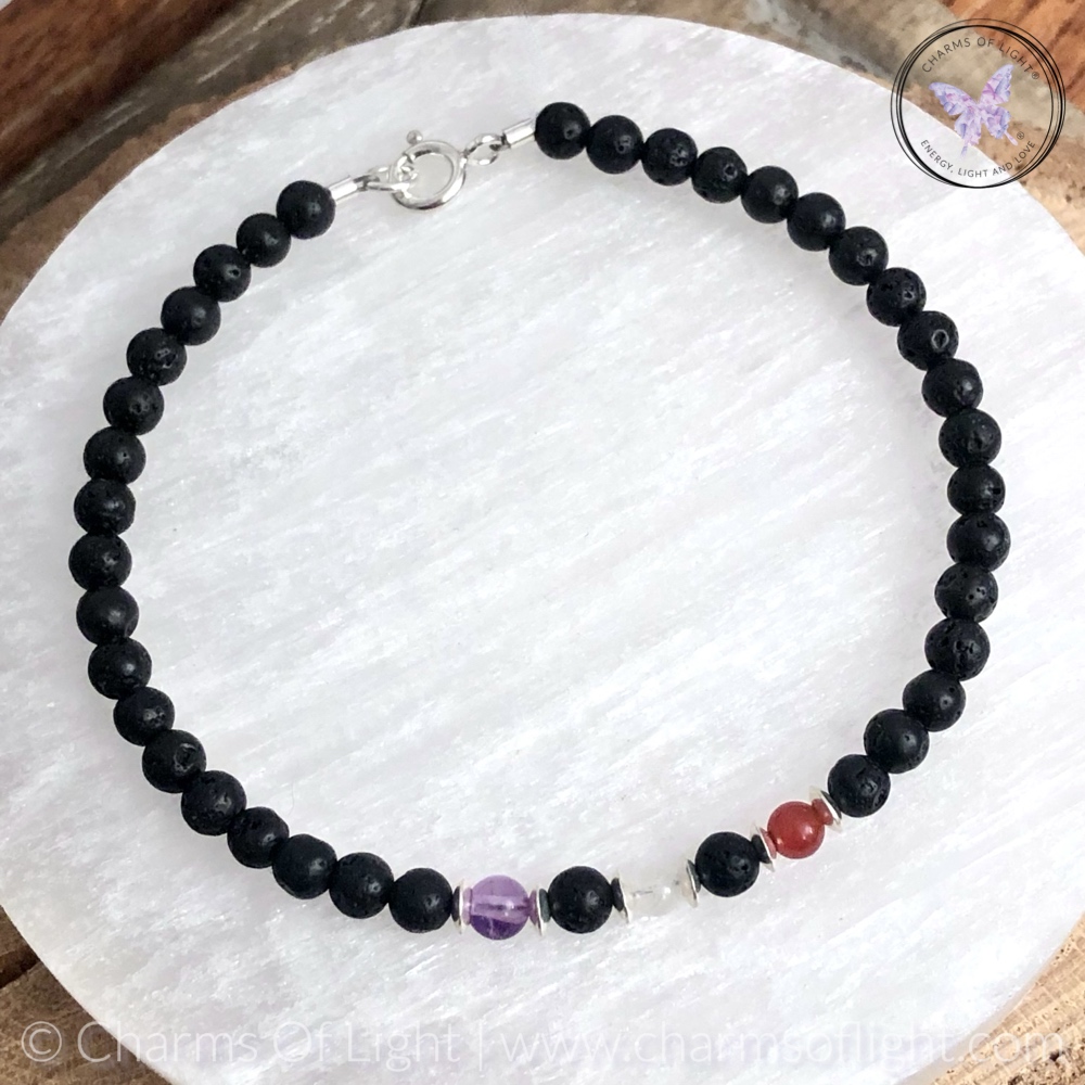 Mens Lava Stone Birthstone Bracelet