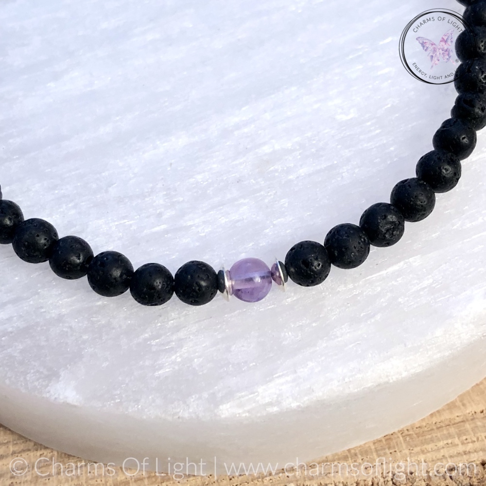 Mens Lava Stone Birthstone Bracelet