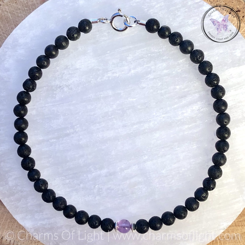 Mens Lava Stone Birthstone Bracelet