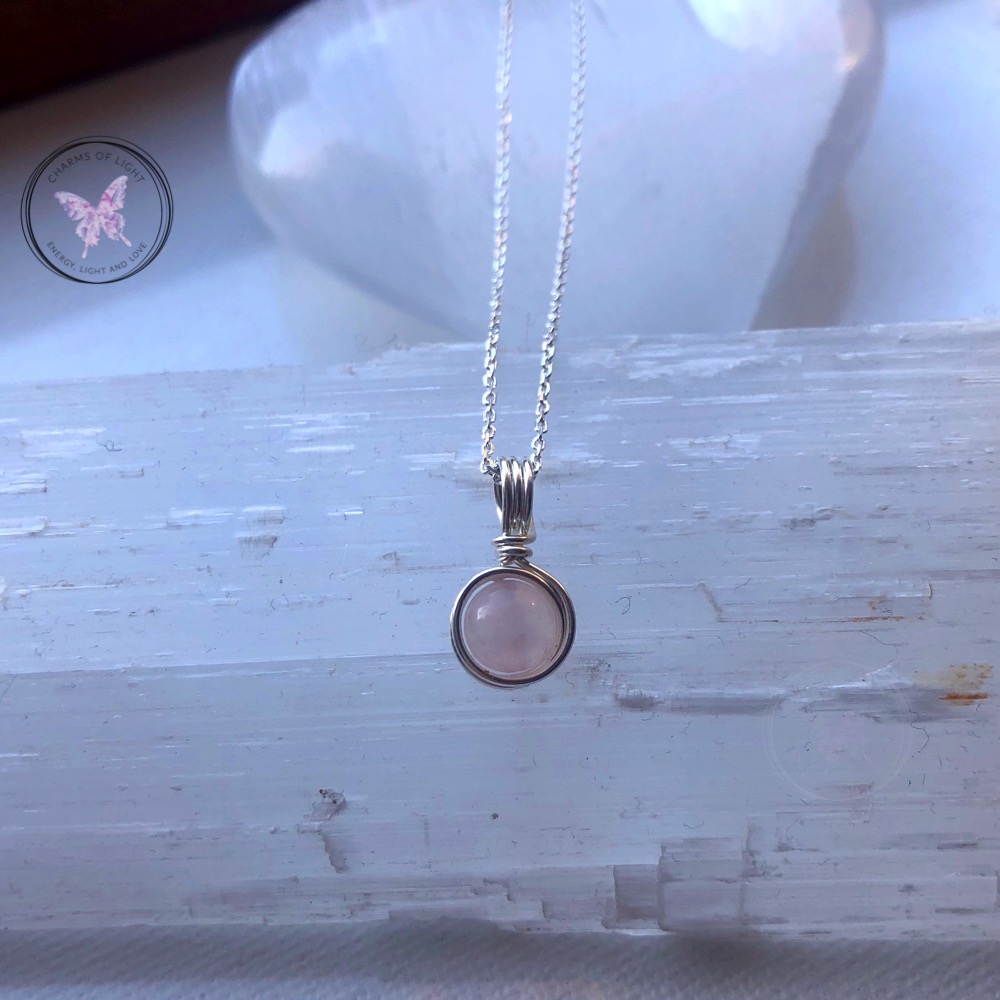 Rose Quartz Silver Wire Wrapped Pendant