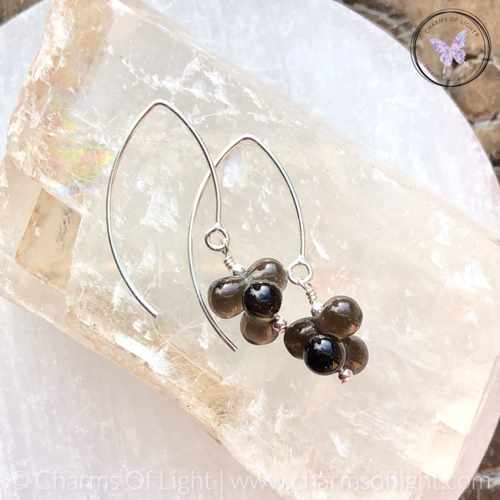 Smokey Quartz Bubble Drop Earrings